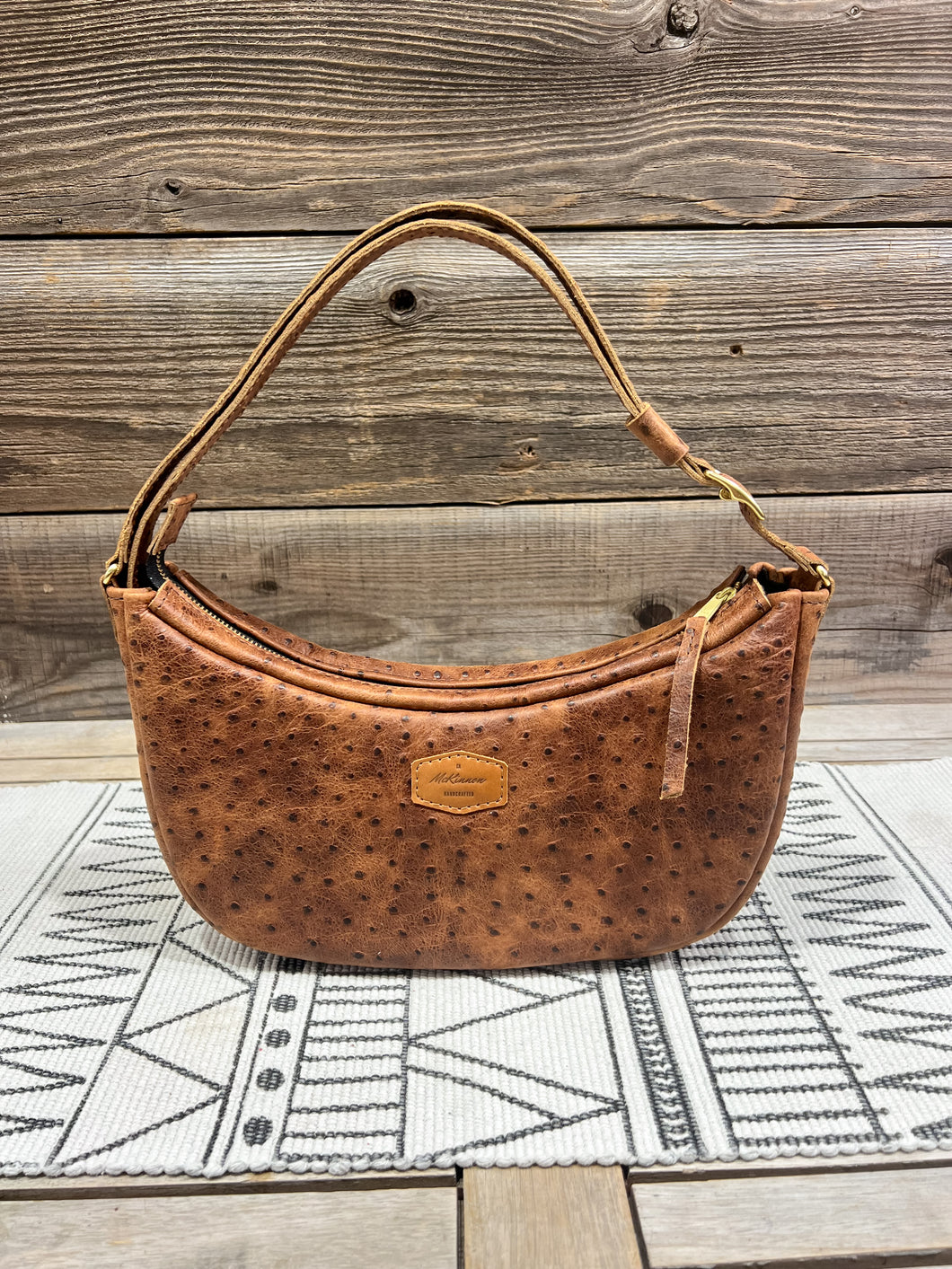 Embossed Ostrich in Coffee Brown
